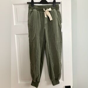 Aerie | Olive Green Jogger Pants with Cream Tie | Small